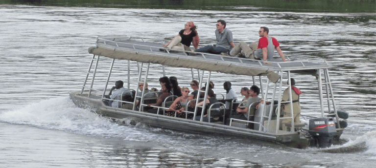 Visitors on a boat trip on Lake Tanganyika