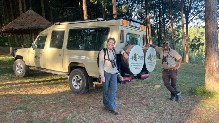 Guests with their Charles Tours 4x4 in the forest