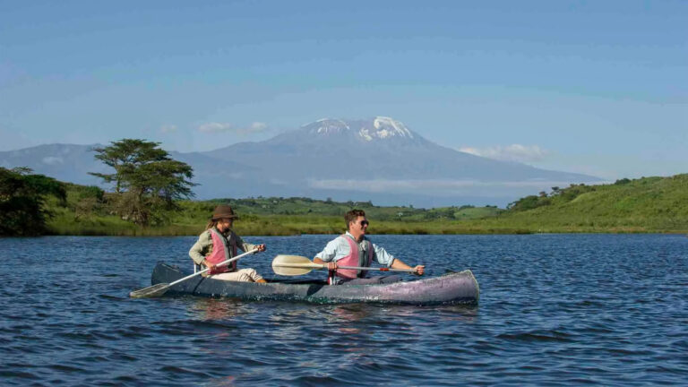 Canoeing on the Momella Lakes in Arusha National Park